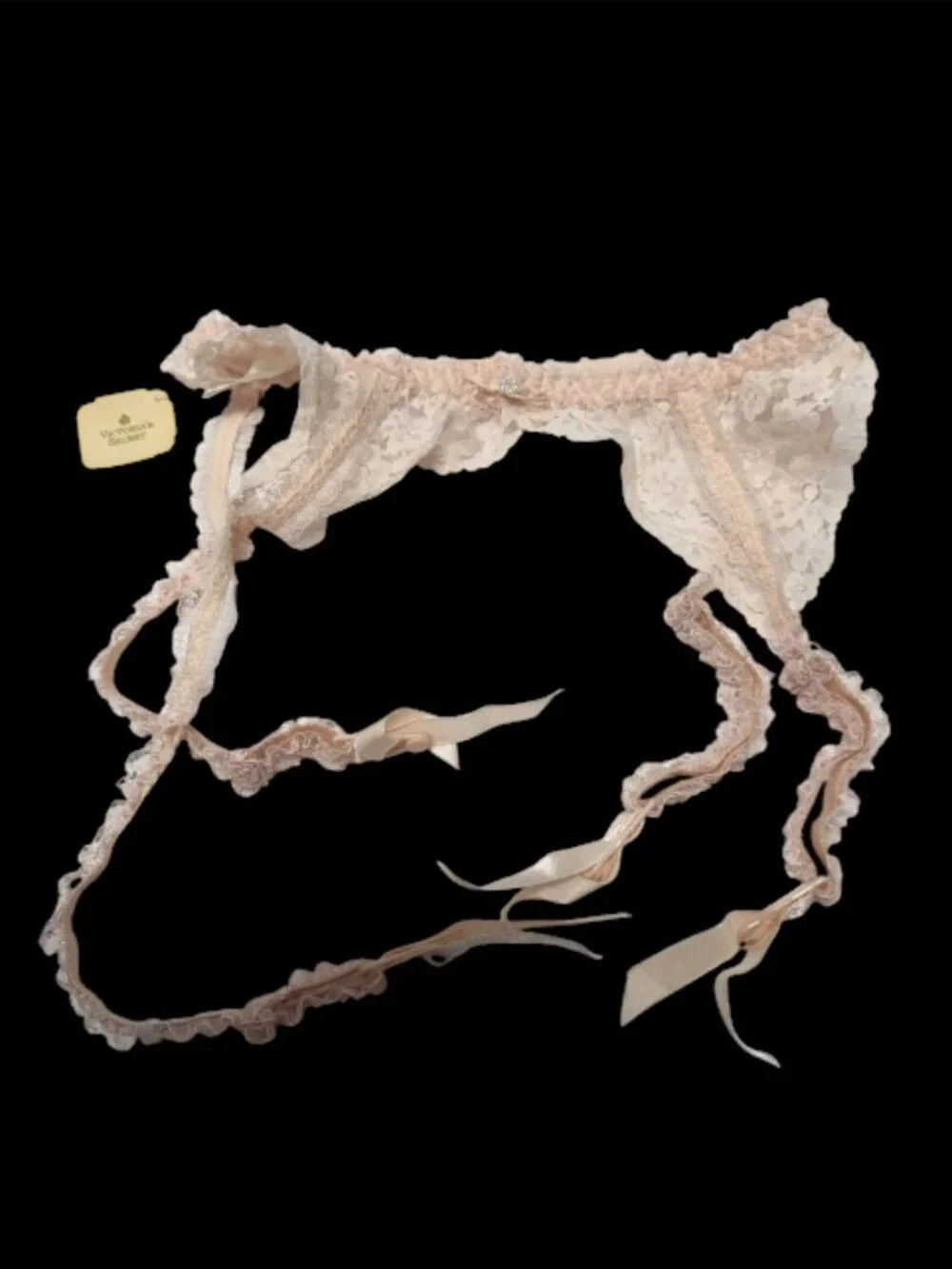 VICTORIA'S SECRET -- NOS, Garter Belt, Pink Lace, Nude Stockings, Vintage 1980